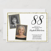 88ste aangepaste foto wit en goud kaart (Voorkant)