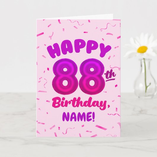 88ste ballon nummer aangepaste naam verjaardagskaa kaart (Kleine Plant)