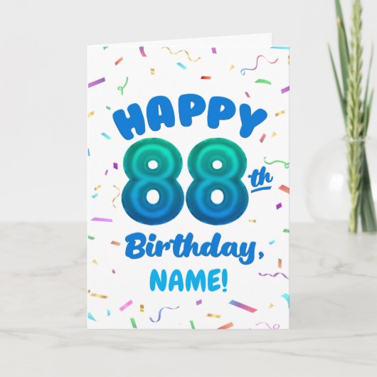 88ste ballon nummer aangepaste naam verjaardagskaa kaart (Voorkant)