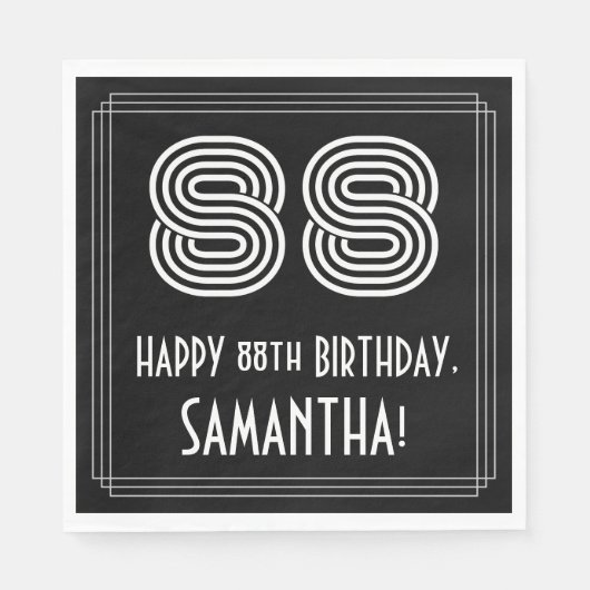 88ste verjaardag: Art Deco geïnspireerd look "88" Servet (Voorkant)