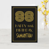 88ste verjaardag: Art Deco Geïnspireerde look "88" Kaart (Gele Bloem)