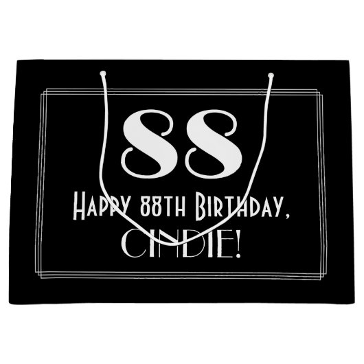 88ste verjaardag: Art Deco geïnspireerde stijl "88 Groot Cadeauzakje (Voorkant)