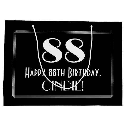 88ste verjaardag: Art Deco geïnspireerde stijl "88 Groot Cadeauzakje (Achterkant)