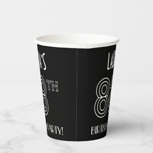 88ste verjaardag: Art Deco Style + aangepaste naam Papieren Bekers (Rechts)