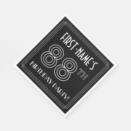 88ste verjaardag: Art Deco Style + aangepaste naam Servet (Hoek)