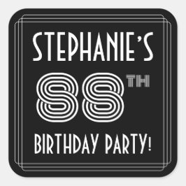 88ste verjaardag: Art Deco Style en aangepaste naa Vierkante Sticker