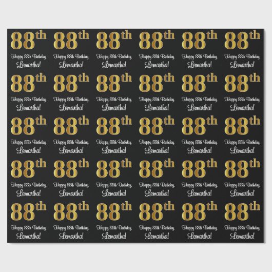 88ste verjaardag: Elegante luxe Faux Gold look # Cadeaupapier (Vlak)