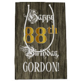 88ste verjaardag: Faux Gold look & Faux Wood Patte Medium Cadeauzakje (Voorkant)
