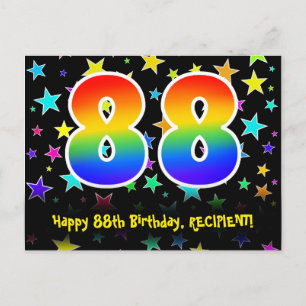 88ste Verjaardag: Fun Sterren Patroon, Regenboog 8 Briefkaart
