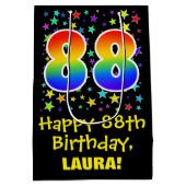 88ste verjaardag: Kleurrijke Sterren Patroon & Reg Medium Cadeauzakje (Achterkant)