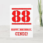 88ste verjaardag: Leuk, Rood Rubber Stamp Geïnspir Kaart (Voorkant)