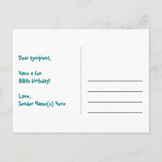 88ste verjaardag: leuk sterrenpatroon, regenboog 8 briefkaart (Achterkant)