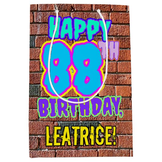 88ste verjaardag: Leuk, Urban Graffiti geïnspireer Medium Cadeauzakje (Voorkant)