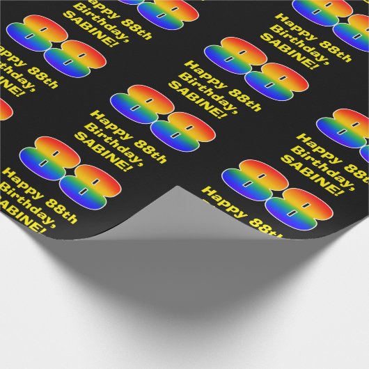 88ste verjaardag: Leuke, kleurrijke regenboog geïn Cadeaupapier (Hoek)