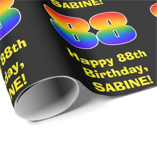 88ste verjaardag: Leuke, kleurrijke regenboog geïn Cadeaupapier (Rol Hoek)