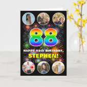 88ste verjaardag: Leuke regenboog #, aangepaste na Kaart (Gele Bloem)