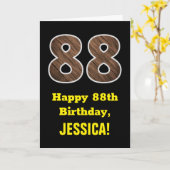 88ste verjaardag: naam, Faux Wood Grain Patroon "8 Kaart (Gele Bloem)