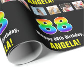 88ste verjaardag: Regenboog "88"; Aangepaste foto' Cadeaupapier (Rol Hoek)