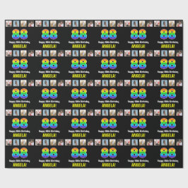 88ste verjaardag: Regenboog "88"; Aangepaste foto' Cadeaupapier