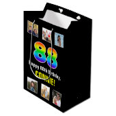 88ste verjaardag: Regenboog "88", aangepaste foto' Medium Cadeauzakje (Voorkant Gekanteld)