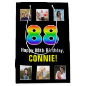88ste verjaardag: Regenboog "88", aangepaste foto' Medium Cadeauzakje (Voorkant)