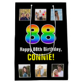 88ste verjaardag: Regenboog "88", aangepaste foto' Medium Cadeauzakje (Achterkant)