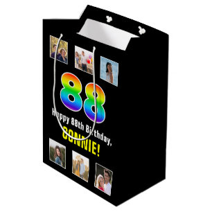 88ste verjaardag: Regenboog "88", aangepaste foto' Medium Cadeauzakje