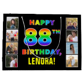 88ste verjaardag: Regenboogtekst, aangepaste foto' Groot Cadeauzakje (Achterkant)