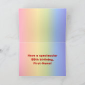 88ste verjaardag: Regenboogtekst, aangepaste foto' Kaart (Binnen)