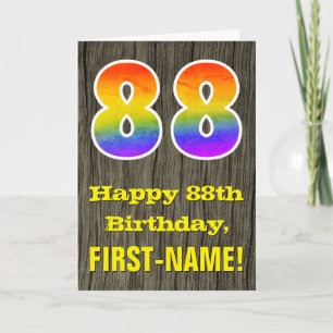 88ste verjaardag: Rustieke Faux Wood Look, Regenbo Kaart