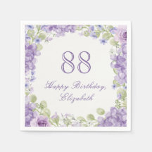 88ste verjaardag Servetten Elegant Paars Bloemmoti