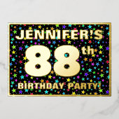 88ste verjaardag van de geboorte - Fun, kleurrijk  Folie Uitnodiging (Voorkant)