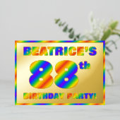 88ste verjaardag van de geboorte - Fun, regenboogs Folie Uitnodiging (Staand Voorkant)