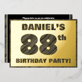 88ste verjaardag van de geboorte - Vette, houten g Folie Uitnodiging