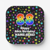 88ste verjaardag: vun stars patroon en regenboog " papieren bordje (Voorkant)