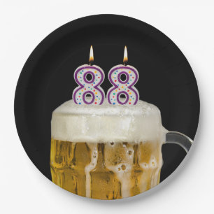 88ste Verjaardagsbier op zwart Papier Bord