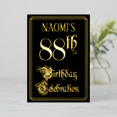 88ste verjaardagsfeest — Fancy Script & Aangepaste Folie Uitnodiging (Staand Voorkant)