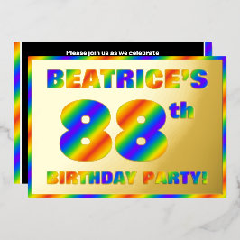 88ste verjaardagsfeest — Leuke, regenboogspectrum Folie Uitnodiging