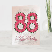88ste verjaardagskaart met rozen en bladeren kaart (Voorkant)
