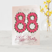88ste verjaardagskaart met rozen en bladeren kaart (Gele Bloem)