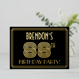 88ste verpartij — Art Deco-stijl “88” + naam Folie Uitnodiging