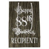 88th Birthday: Fancy, Faux Wood Look + Custom Name Medium Cadeauzakje (Achterkant)