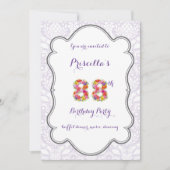 88th, Birthday Invitation Fantasy, Number Floral Kaart (Voorkant)