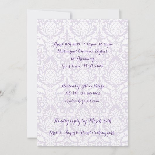 88th, Birthday Invitation Fantasy, Number Floral Kaart (Achterkant)