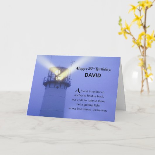 88th Birthday Lighthouse  Name Kaart (Gele Bloem)