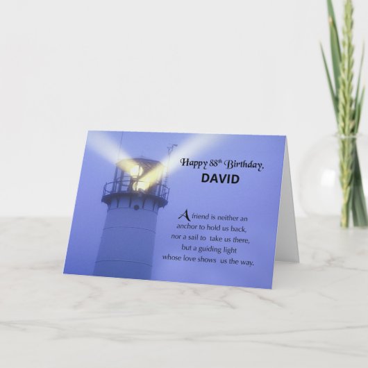 88th Birthday Lighthouse  Name Kaart (Voorkant)