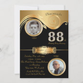 88th, Birthday Man 88th, elegant art deco, zwart g Kaart (Voorkant)