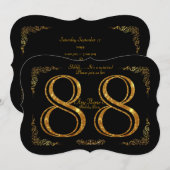 88th, Birthday party 88th, geweldige Gatsby, zwart Kaart (Voorkant / Achterkant)