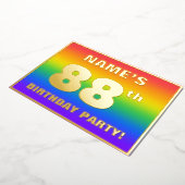 88th Birthday Party: Fun, Colorful Rainbow Pattern Folie Uitnodiging (Gedraaid)
