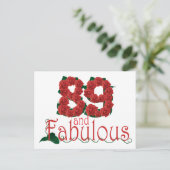 89 en prachtige 89e verjaardag rode rozen bloemen briefkaart (Staand voorkant)